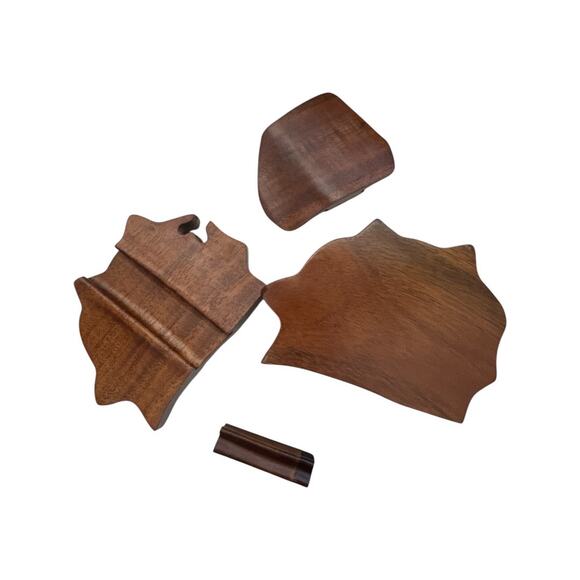 Hand Carved Hibiscus Flower Wooden Secret Puzzle Box - Picture 10 of 10